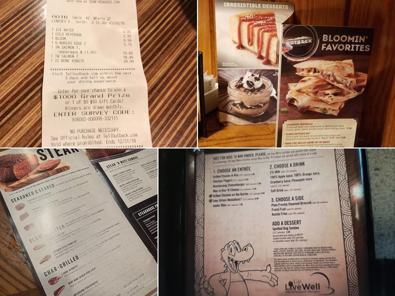 Outback Steakhouse Menu