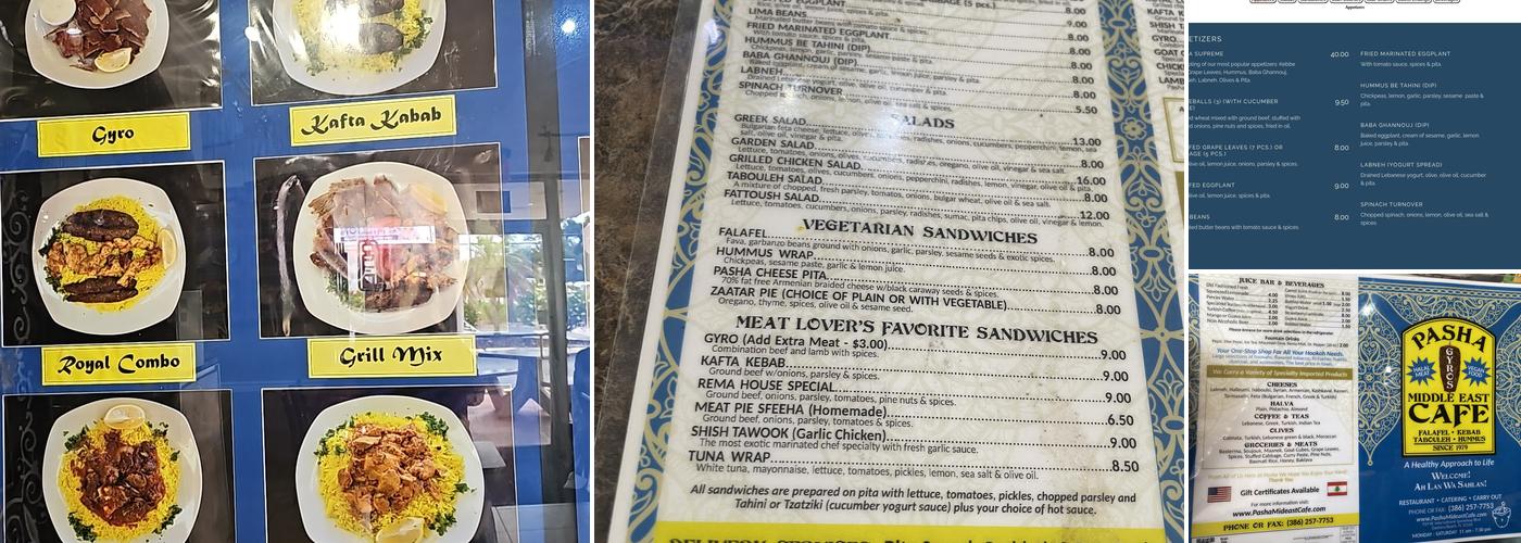 Pasha Middle East Cafe Menu