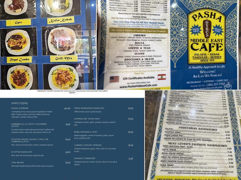 Pasha Middle East Cafe Menu