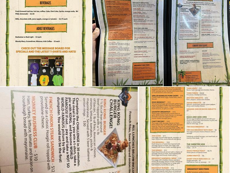 Monkey Morning Cafe Menu