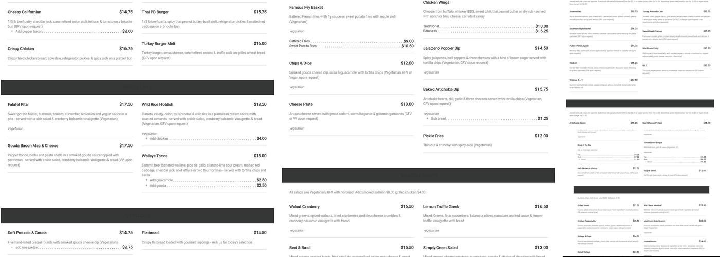 The Good Life Cafe Menu