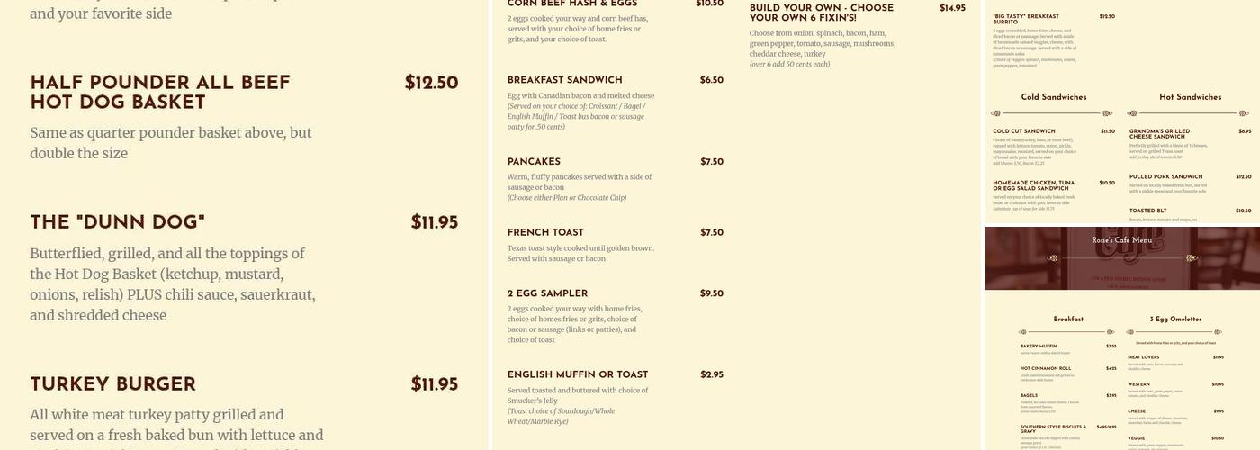 Rosie's Cafe Menu