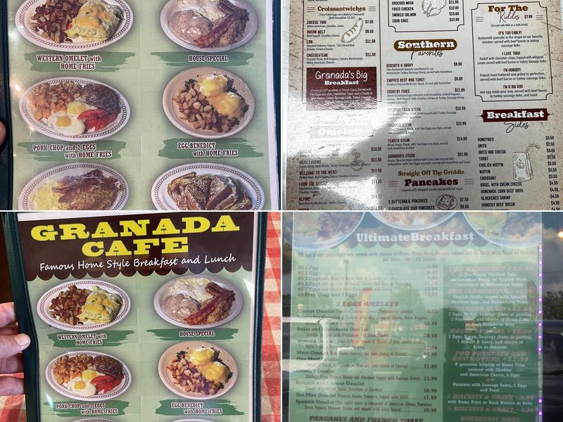 Granada Cafe Menu