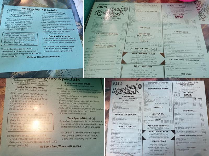 Pat's Riverfront Cafe Menu
