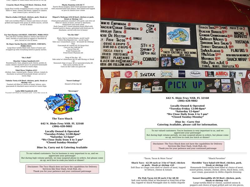 The Taco Shack Menu