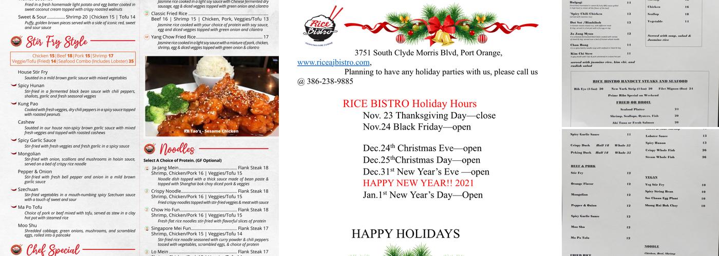 Rice Bistro Menu