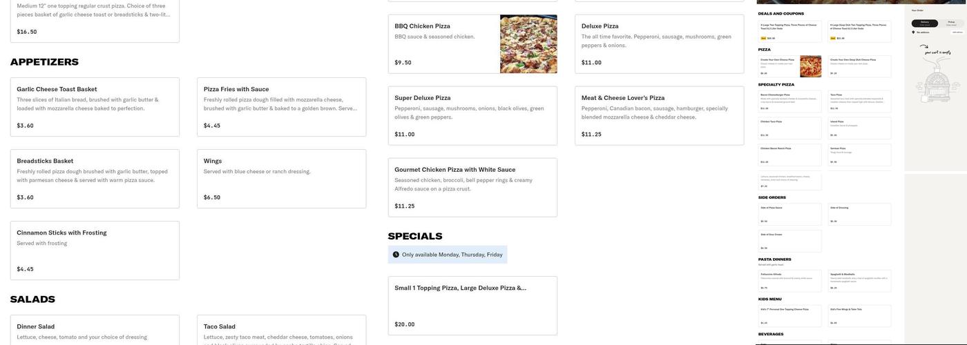 Albany Pizzaria Menu