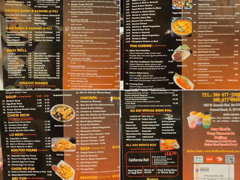 Red Bowl Asian Bistro Menu