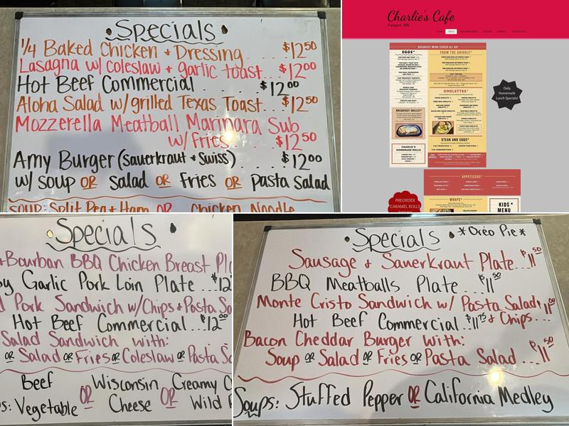 Charlie's Cafe Menu