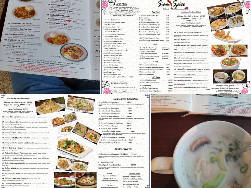 Siam Spice Thai Restaurant Menu