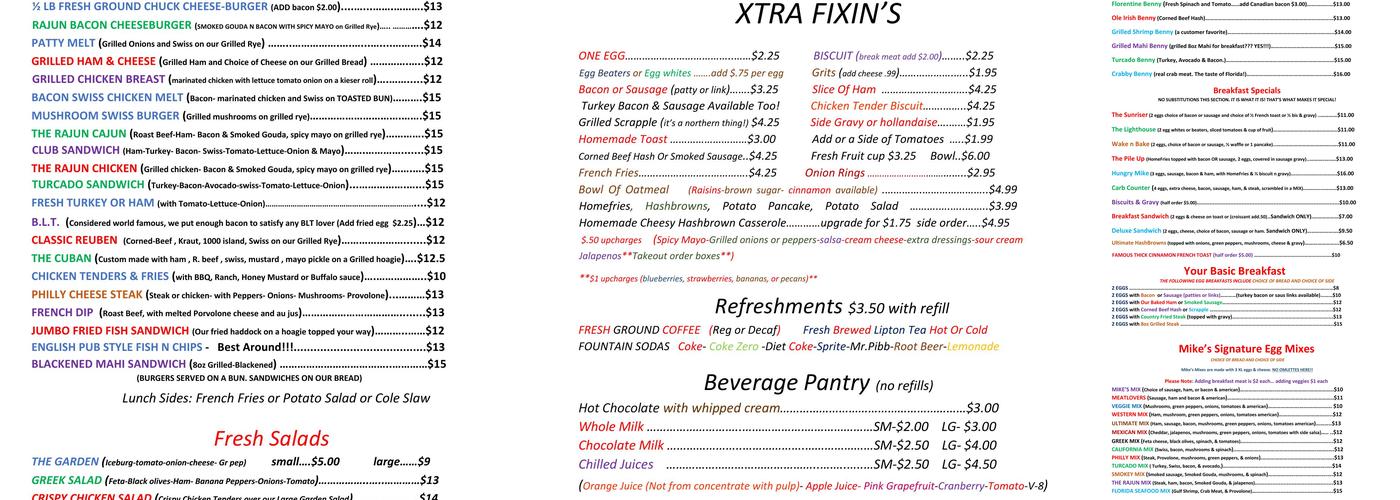 Mike's Galley restaurant Menu