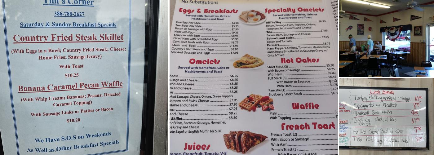 Tim's Corner Restaurant Menu