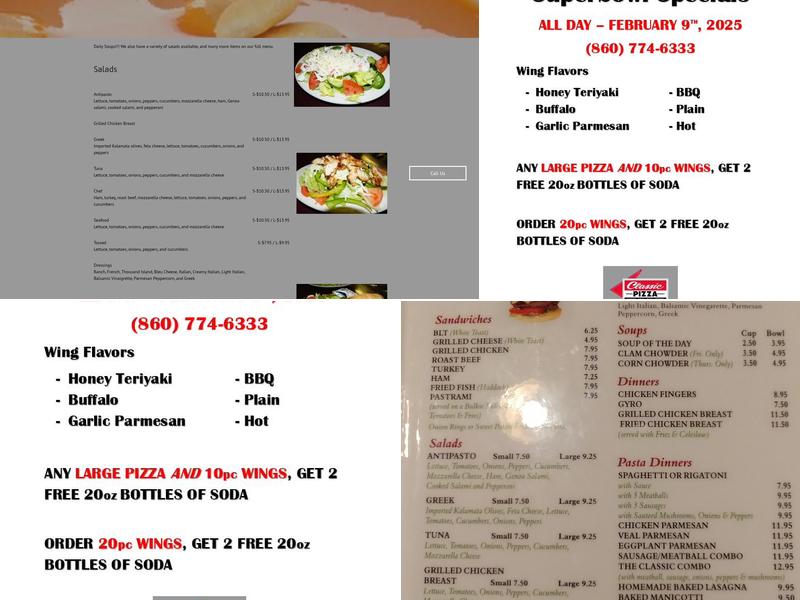 Classic Pizza & Family Restaurant Menu