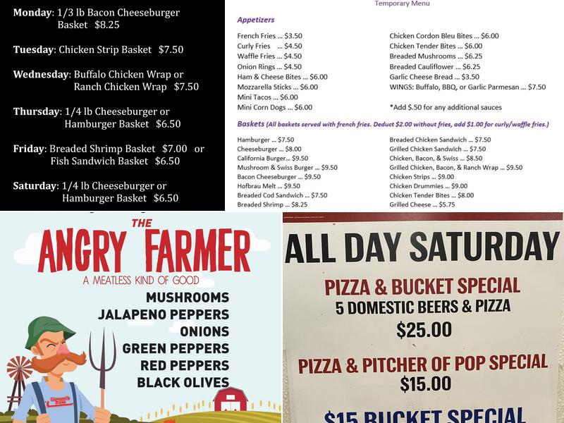 Hot Shots Bar & Grill, Inc. Menu