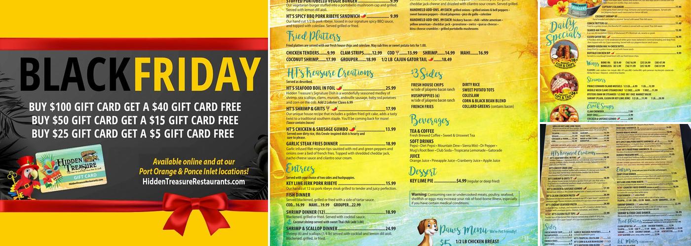 Hidden Treasure Tiki Bar & Grill Menu