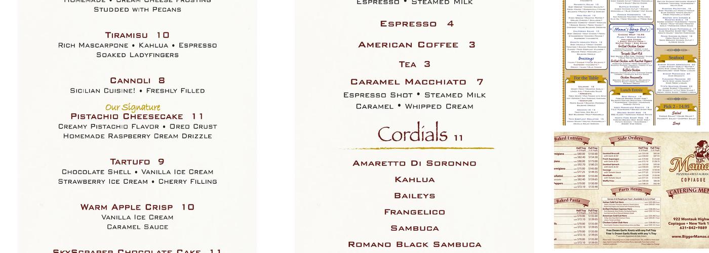 Mama's Copiague Menu