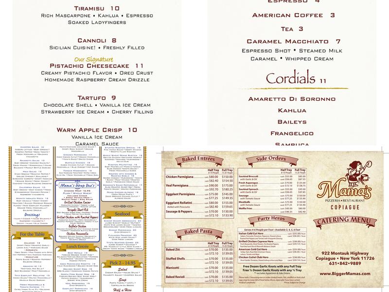 Mama's Copiague Menu