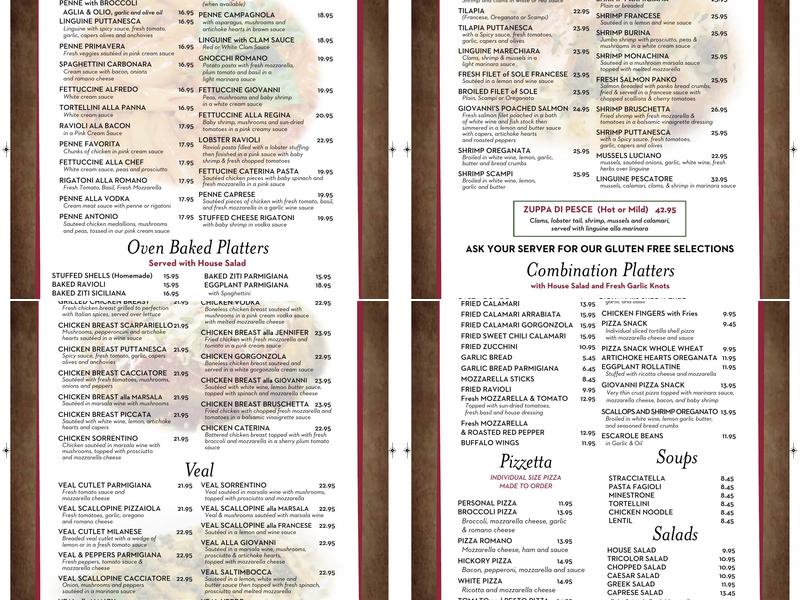 Giovanni's Pizza and Restaurant Menu