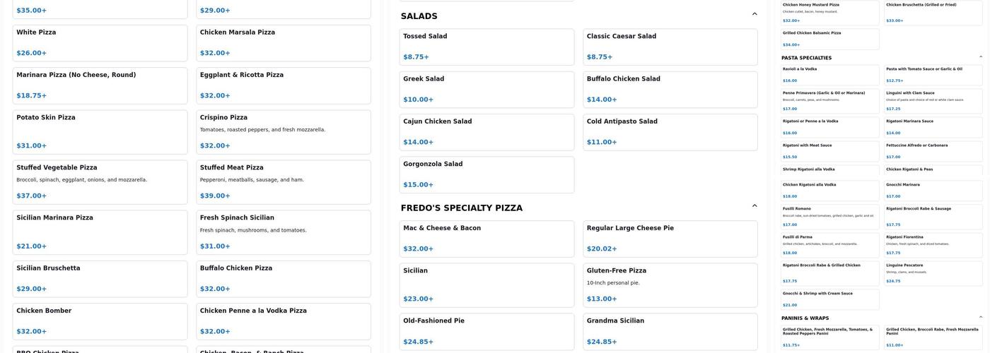 Fredo's Pizza & Pasta Menu