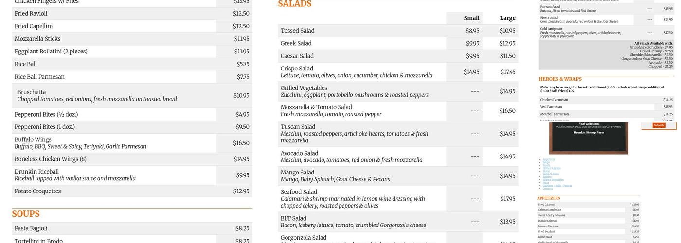 Gregorio's Pizzeria & Trattoria Menu