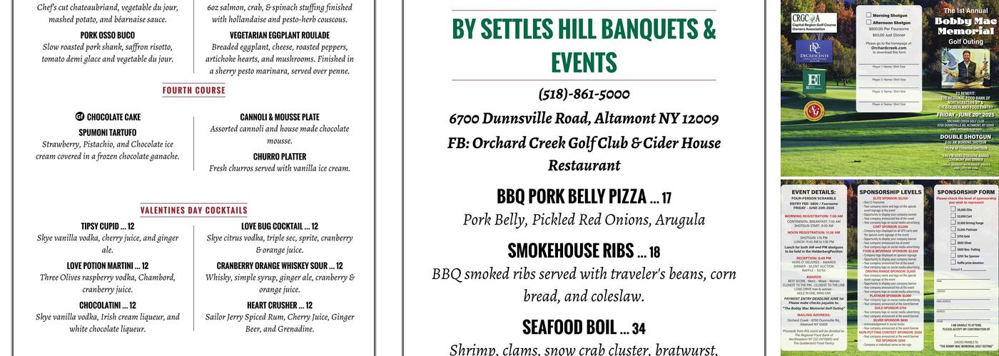 Cider House Restaurant Menu