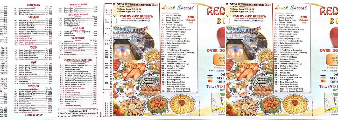 Red Apple Buffet Menu