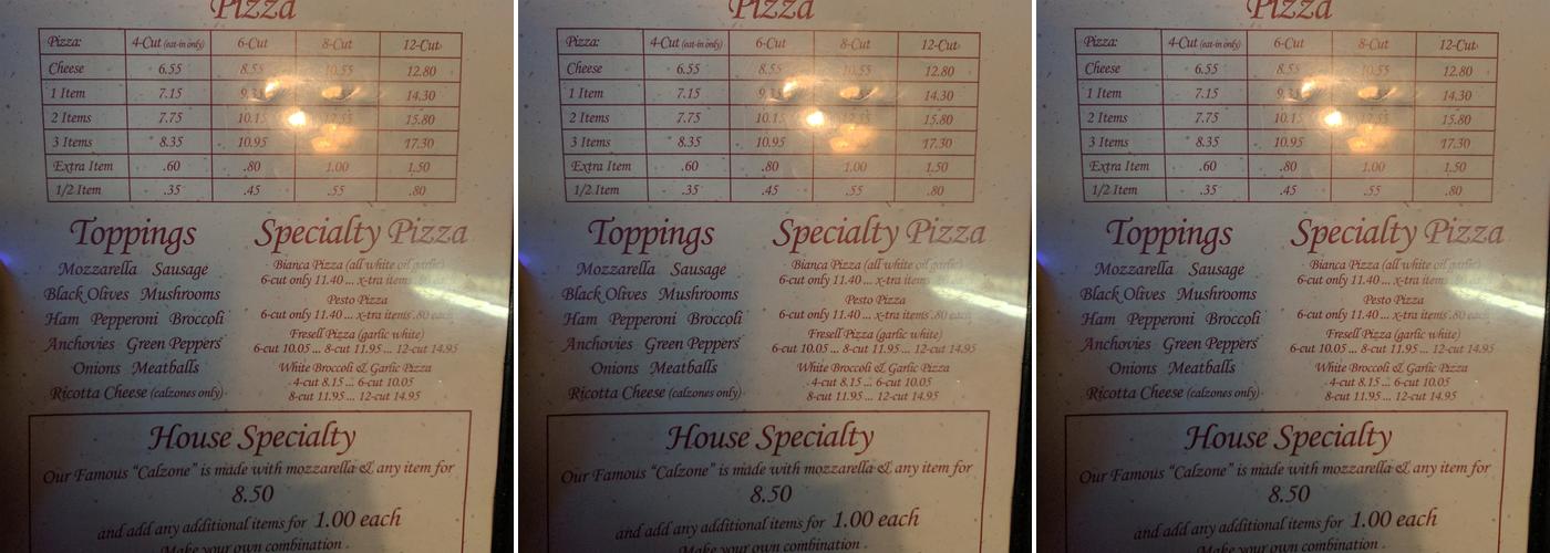Bosco's Menu