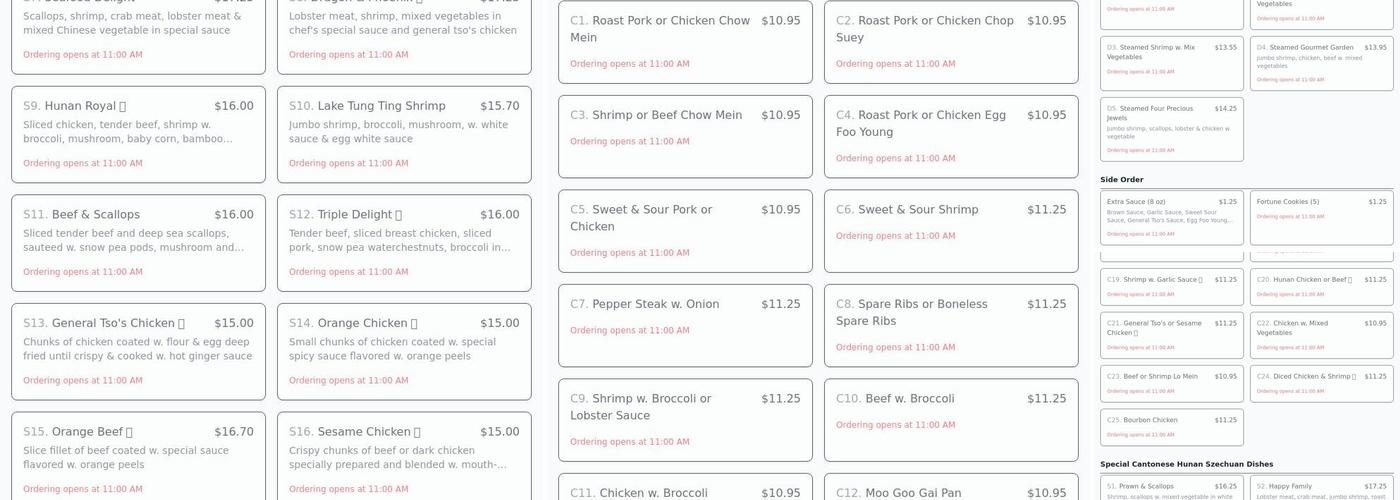 Fu Sing Chinese Restaurant Menu