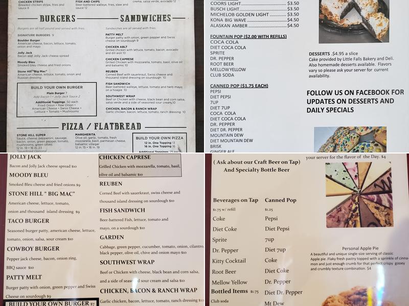 Stone Hill Bar & Grill Menu