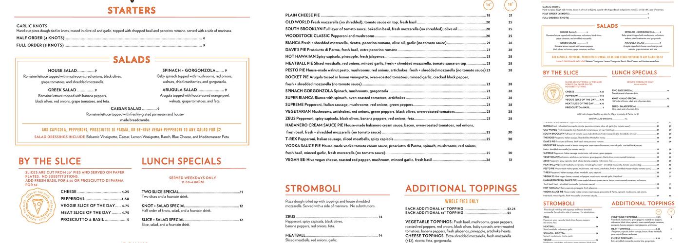 Five Points Pizza West Menu
