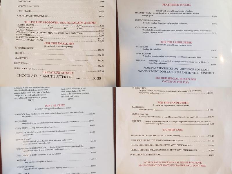 P J's River Rat Cafe Menu