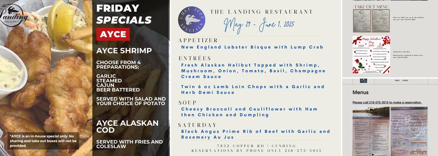 The Landing at Lake Alexander Menu