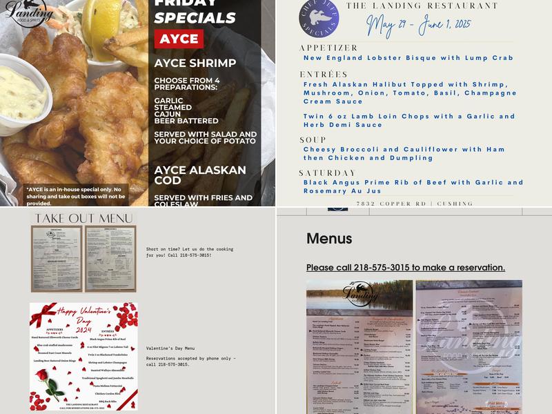 The Landing at Lake Alexander Menu