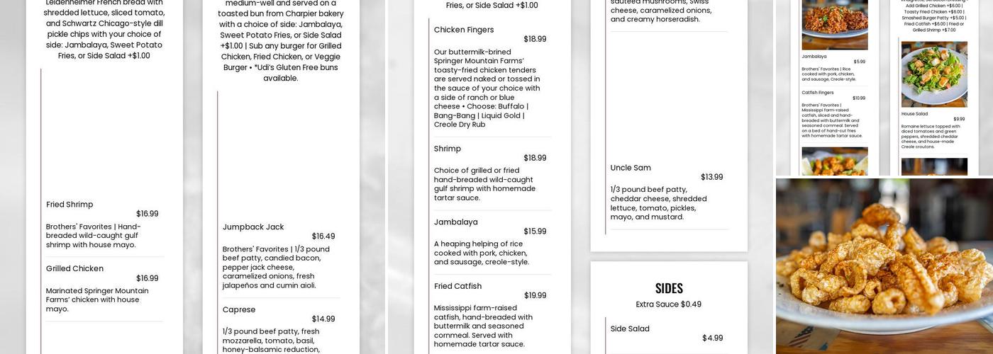Brothers Burger Joint Menu