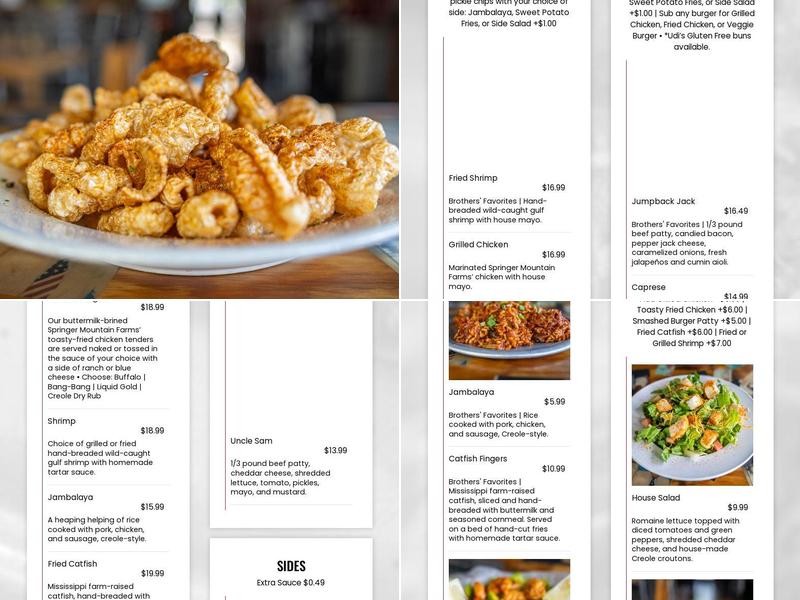Brothers Burger Joint Menu