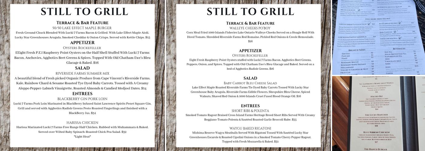 Saint Lawrence Spirits Château Menu