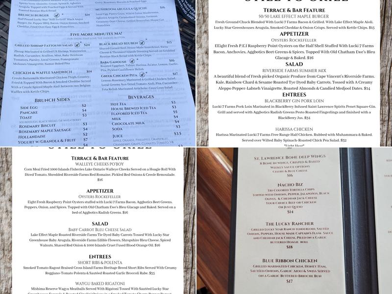 Saint Lawrence Spirits Château Menu