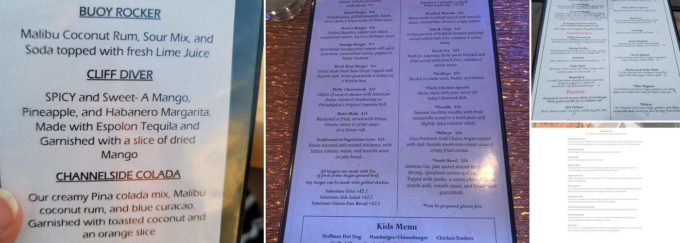 The Channelside Menu