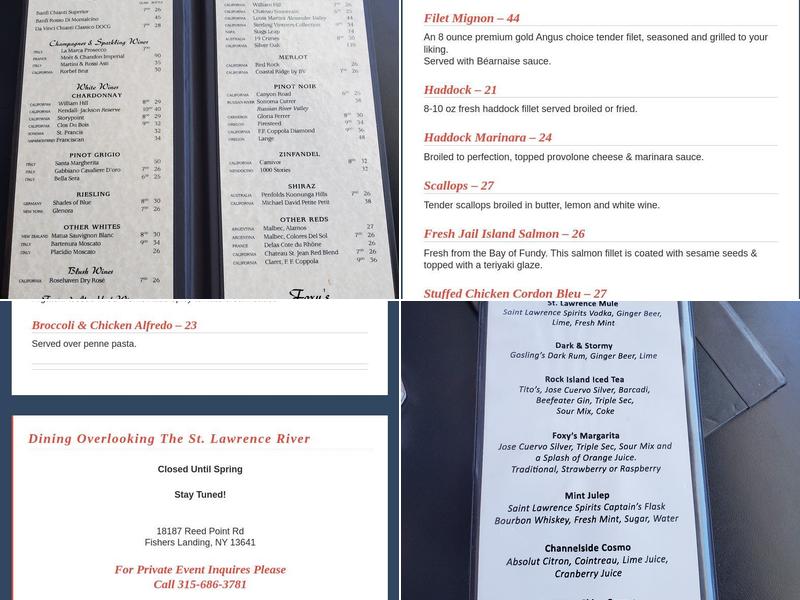Foxy's Menu