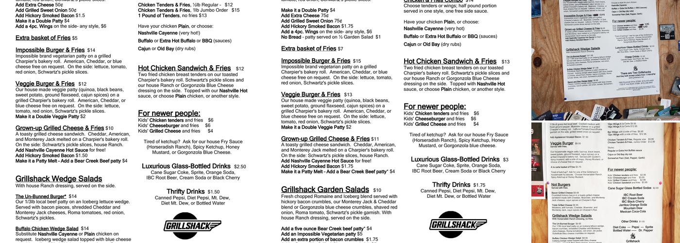 Grillshack Fries and Burgers - East Nashville Menu