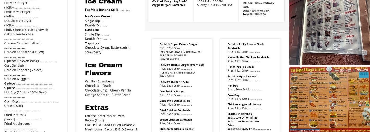 Fat Mo's Burgers Menu