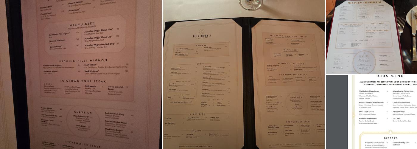 Jeff Ruby's Steakhouse, Nashville Menu