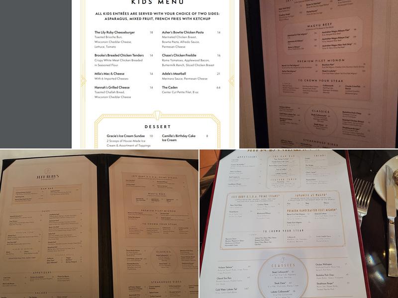 Jeff Ruby's Steakhouse, Nashville Menu