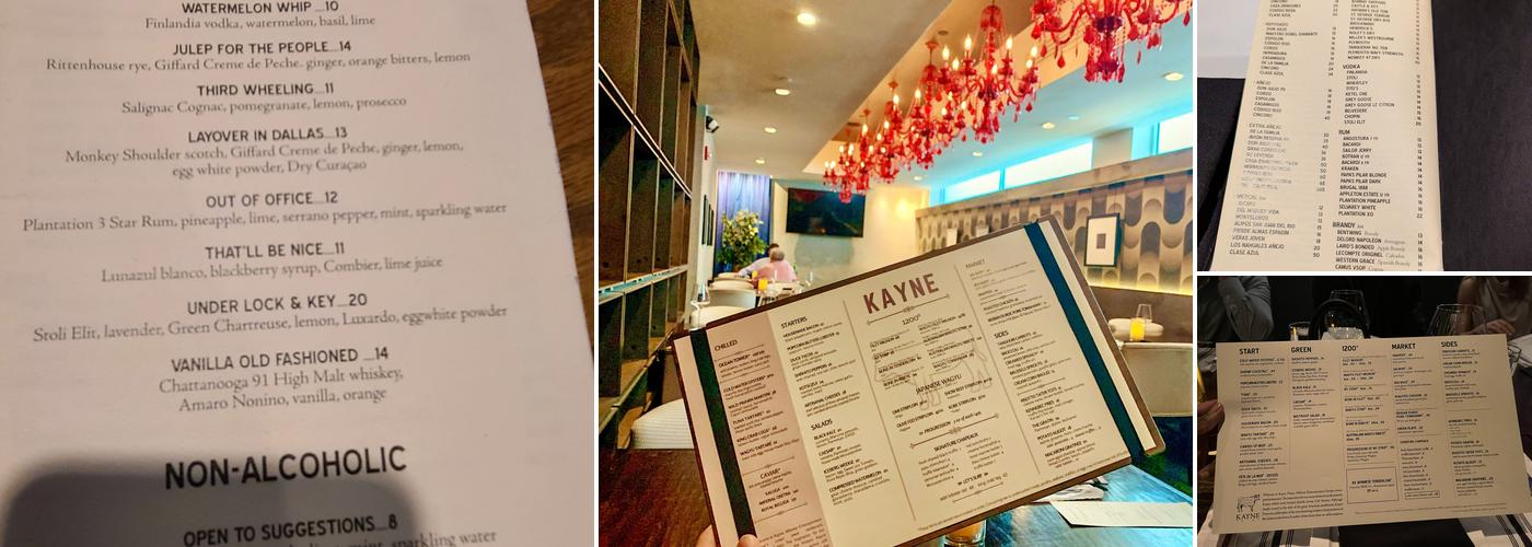 Kayne Prime Steakhouse Menu