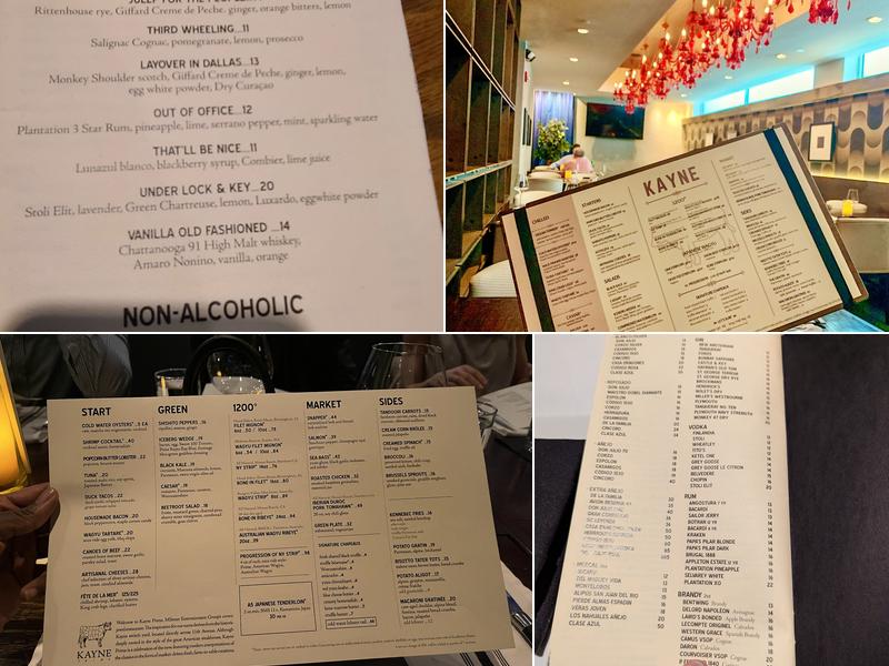 Kayne Prime Steakhouse Menu