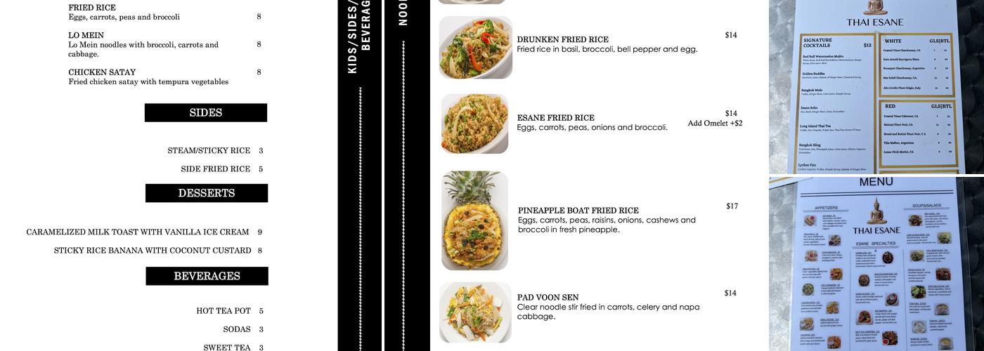 Thai Esane Menu