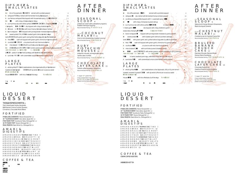 Butcher & Bee Menu