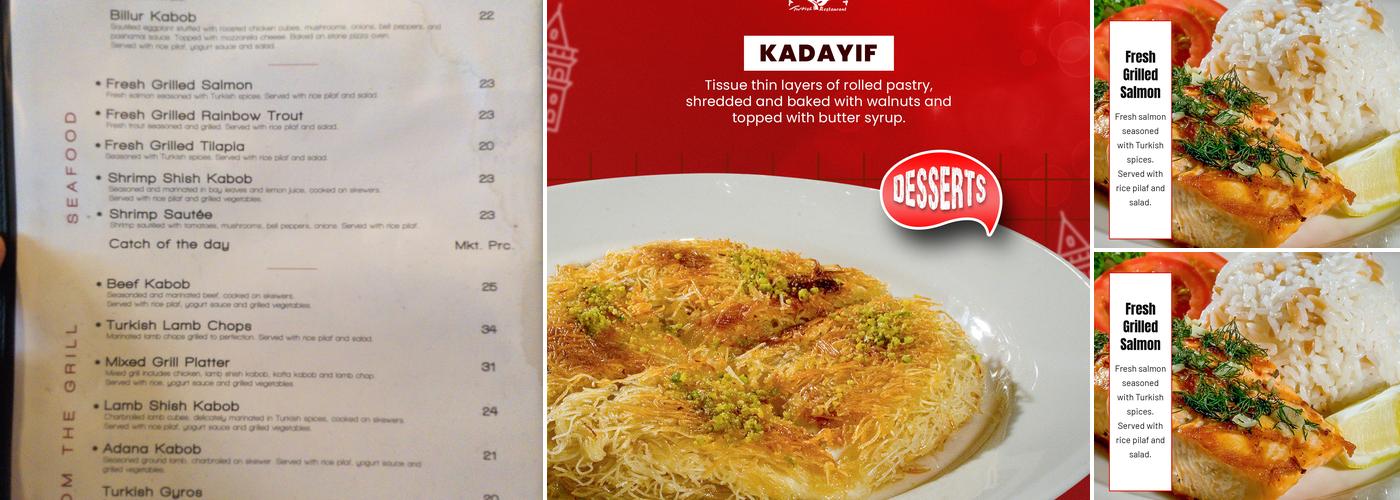 Anatolia Turkish Restaurant Menu