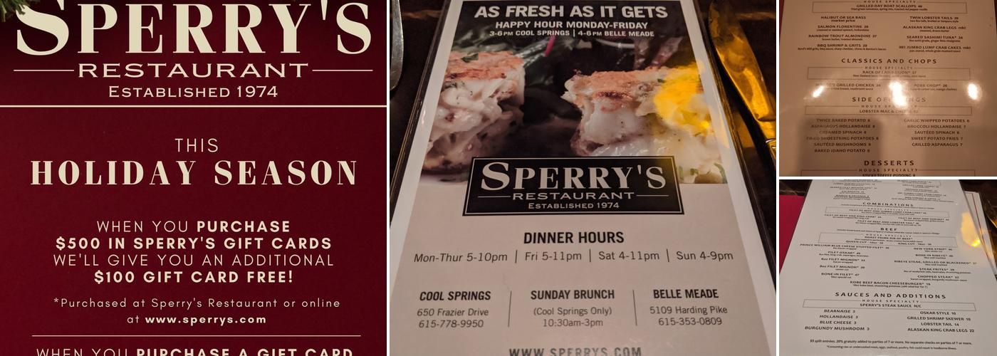 Sperry's Belle Meade Menu