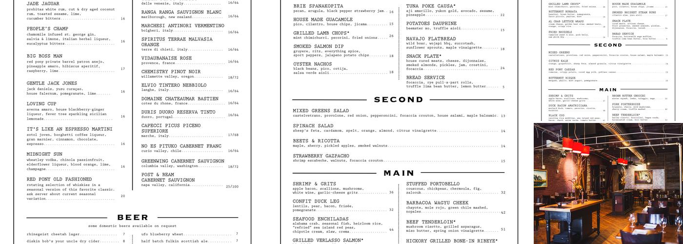 Red Pony Menu